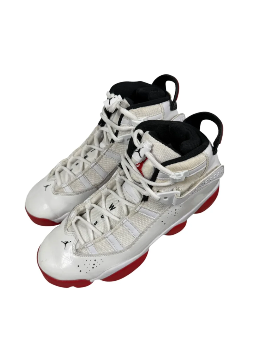Jordan 6 Rings Home Basketball Shoes White Varsity Red Black Size 7Y 323419-160